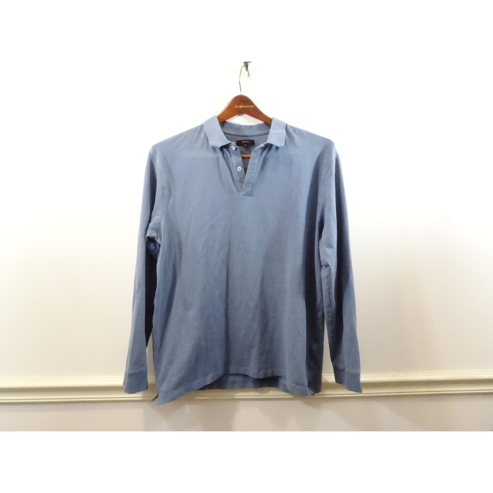 Quince Mens Organic Cotton Long Sleeve Pique Polo Sailor Blue XL